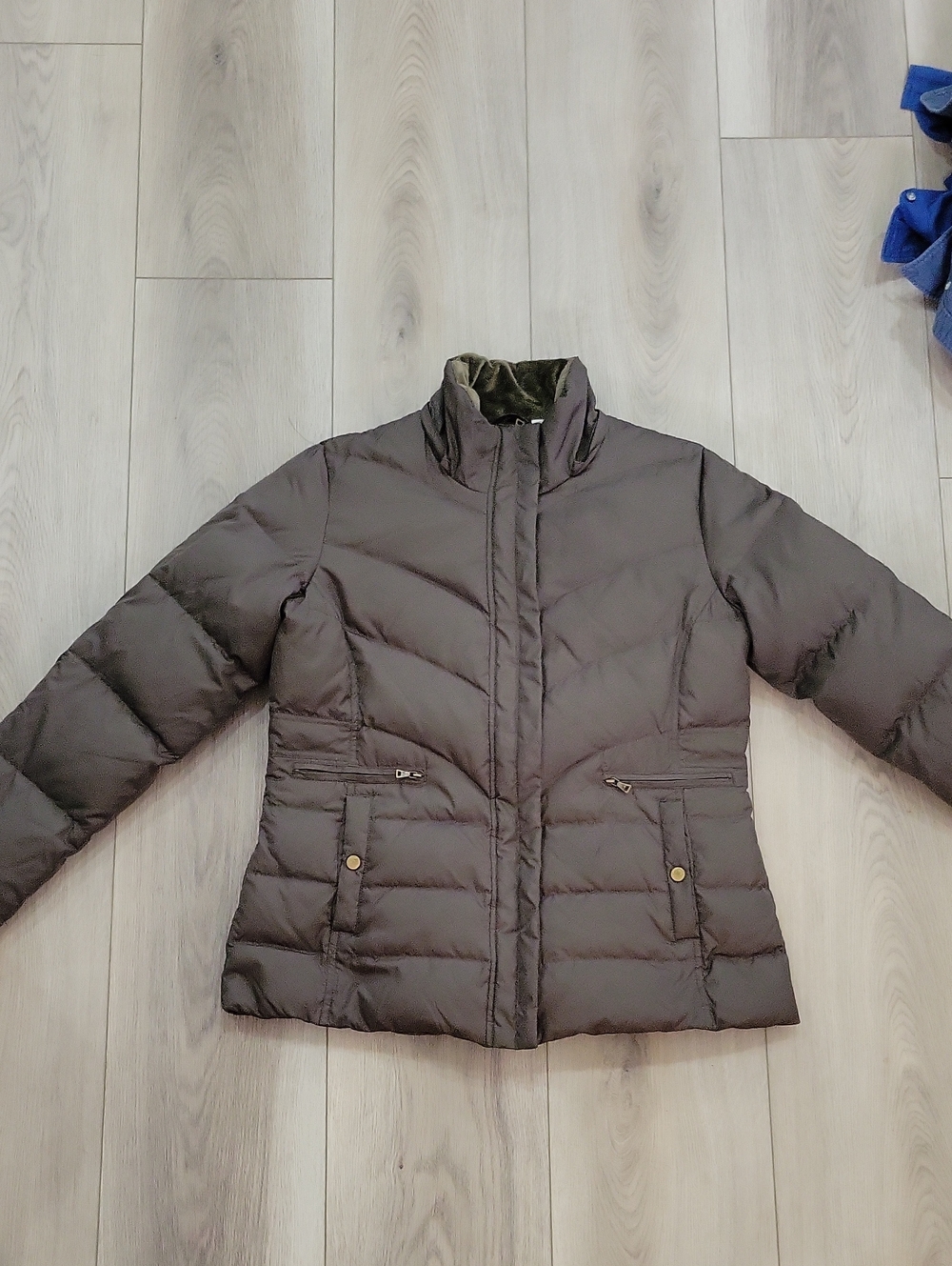 Larry Levine Dark Brown Quilted Puffer Jacket